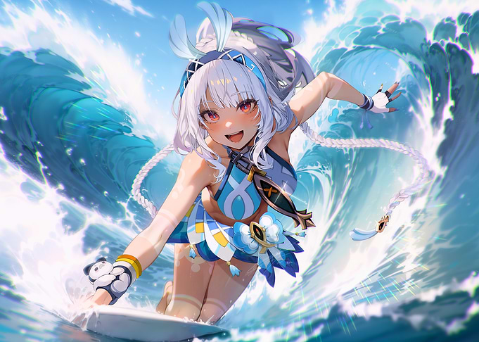 Girl Surfing a Wave