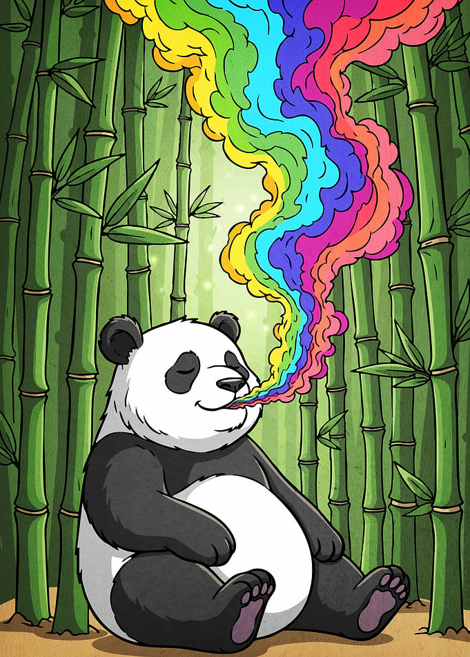 Relaxed Panda Rainbow Smoke