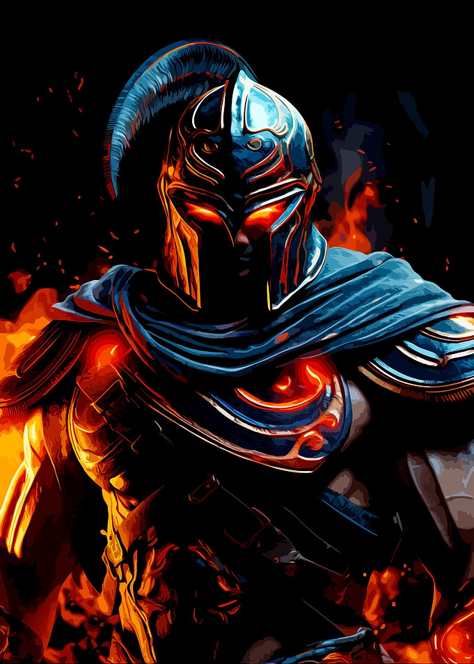 Fiery Warrior in Armor