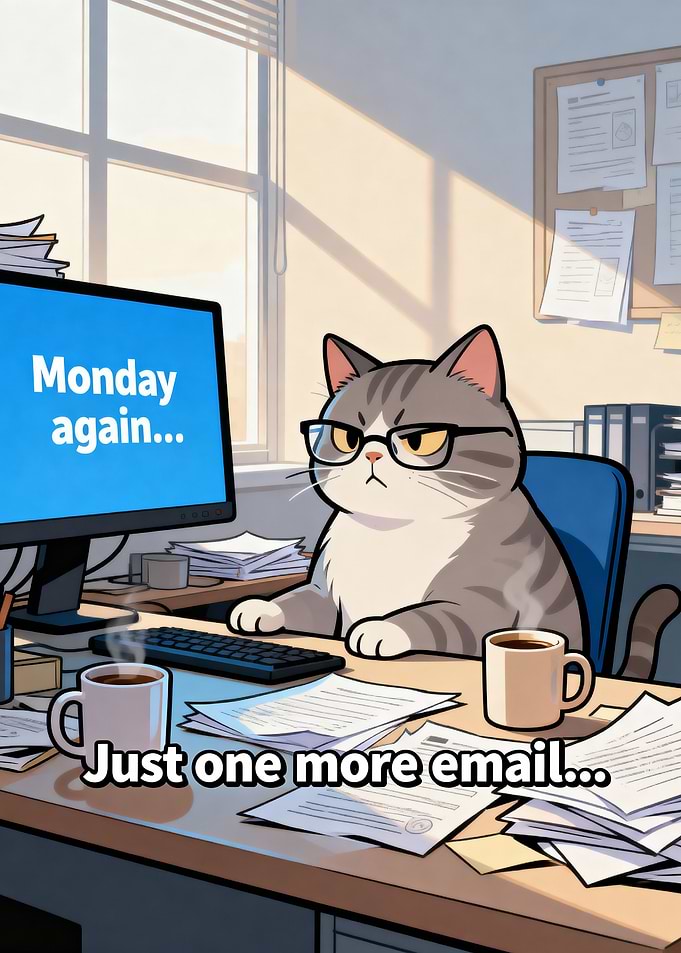 Monday Blues: Cat at the Office