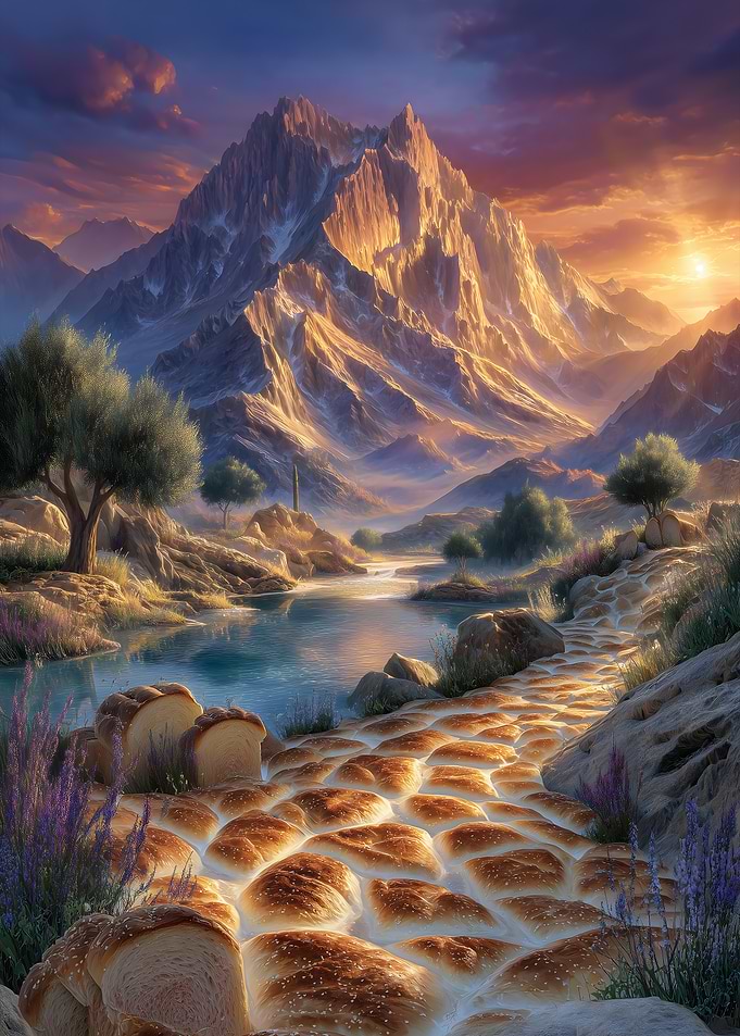Bread Path to Mountain Landscape