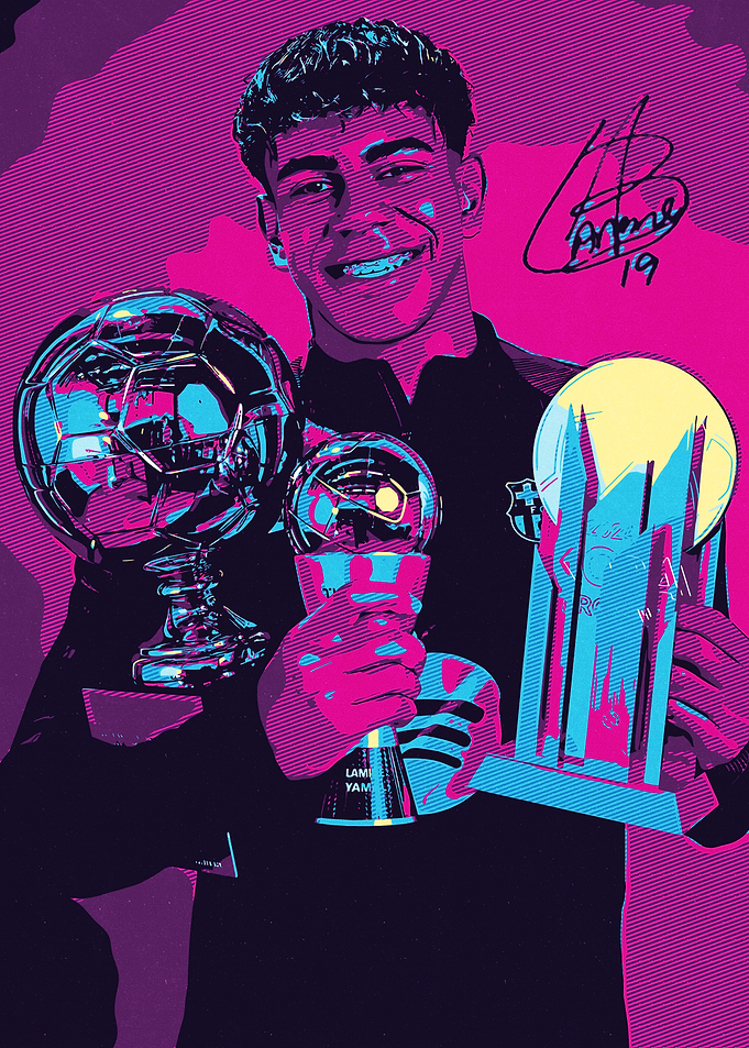 Lamine Yamal with Trophies Pop Art