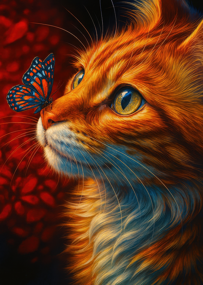 Cat with Butterfly on Nose