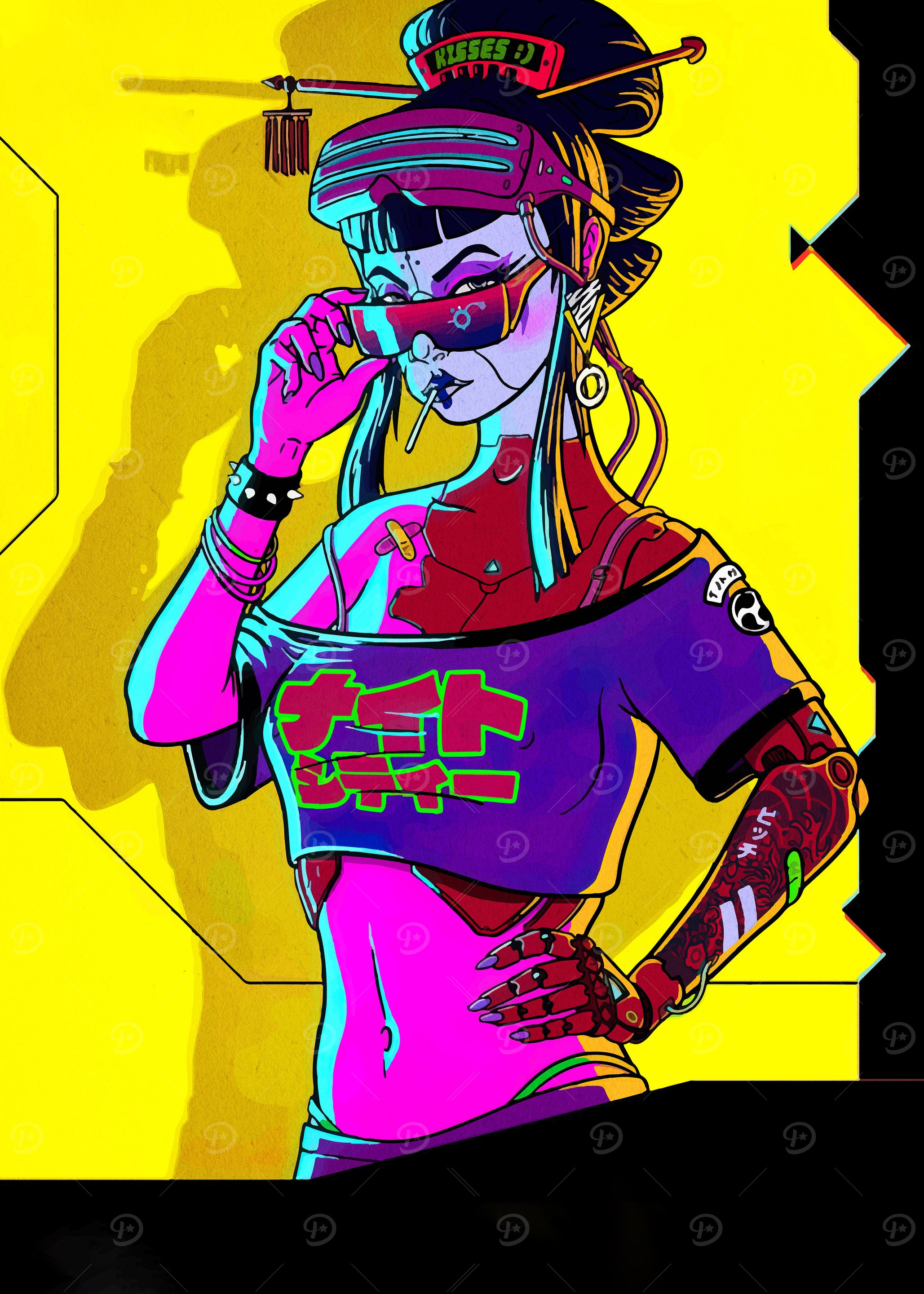 Cyberpunk Geisha with Robotic Enhancements