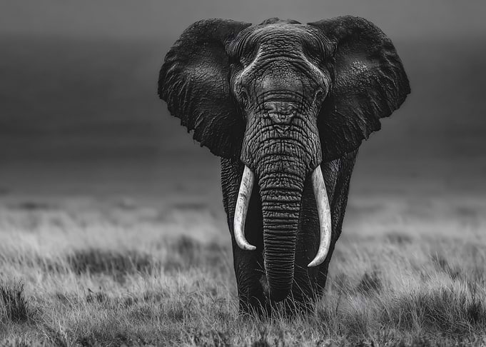 Elephant Portrait in Black and White