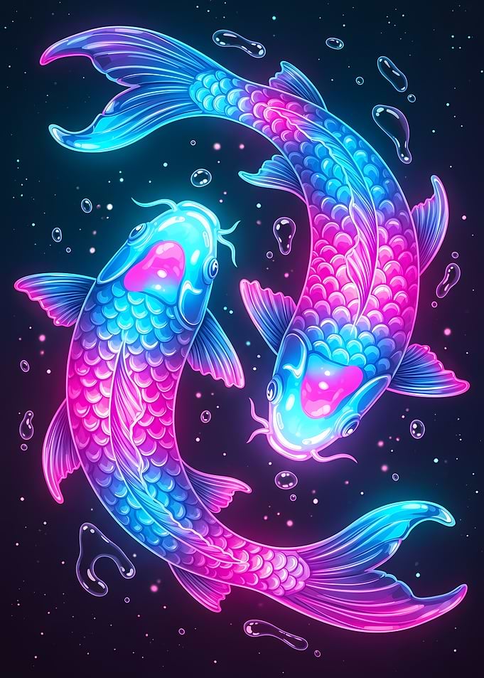 Neon Koi Fish Illustration