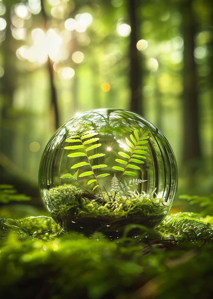Fern Sphere in Forest