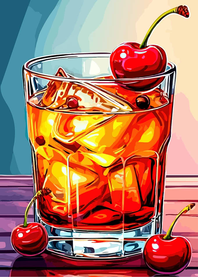 Old Fashioned Cocktail with Cherries