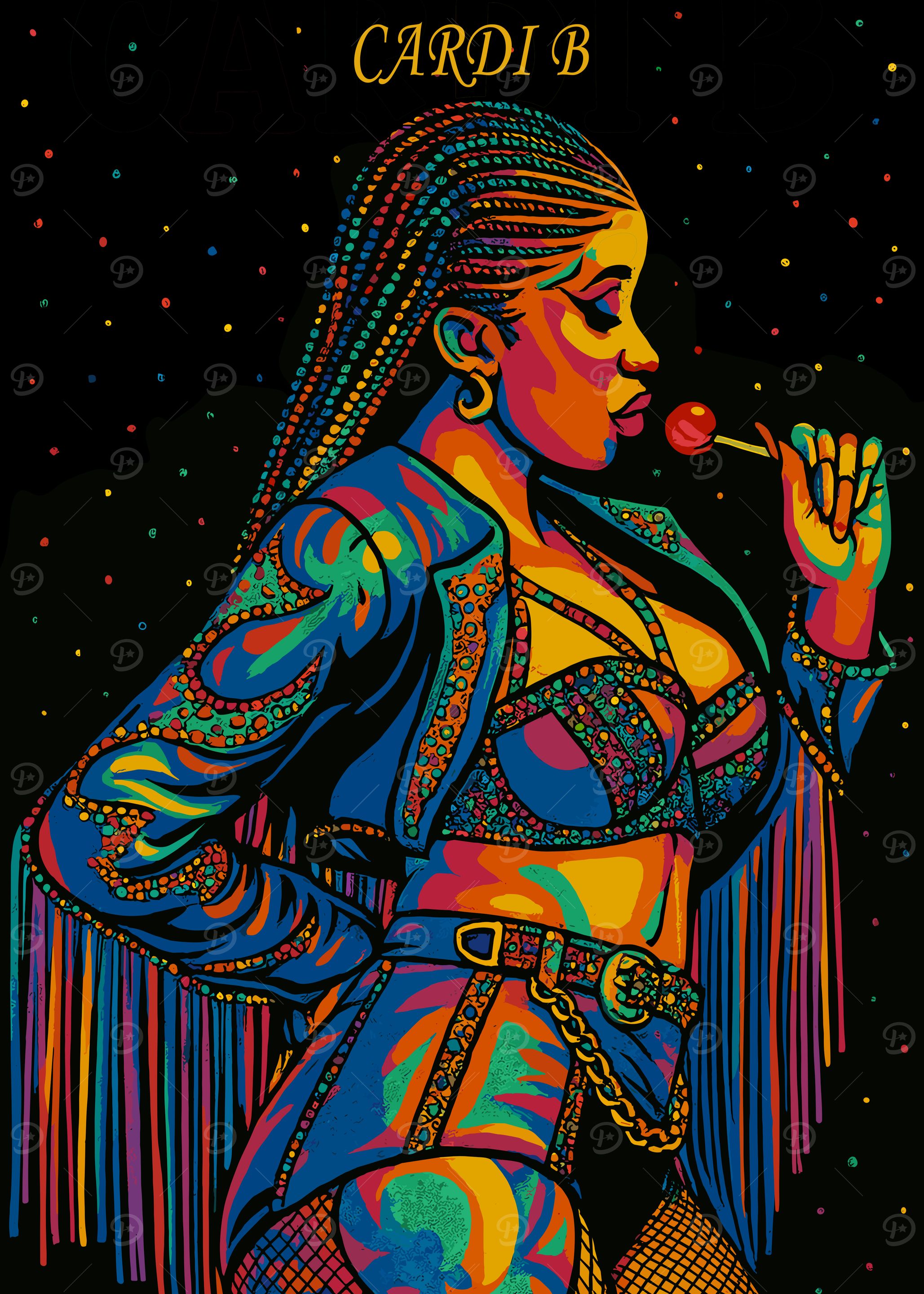 Cardi B Colorful Portrait