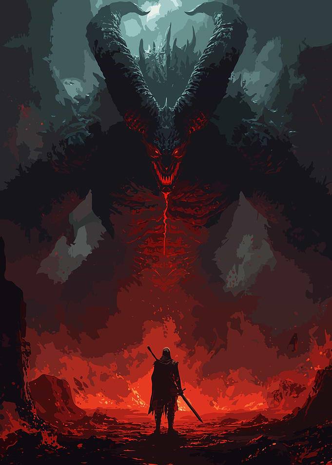 Warriors Fighting Demons