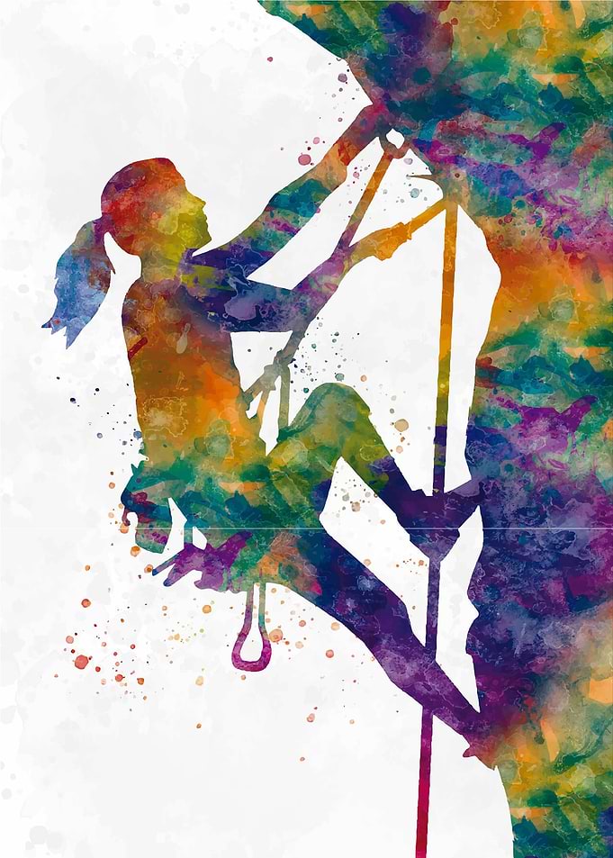 Watercolor Rock Climber