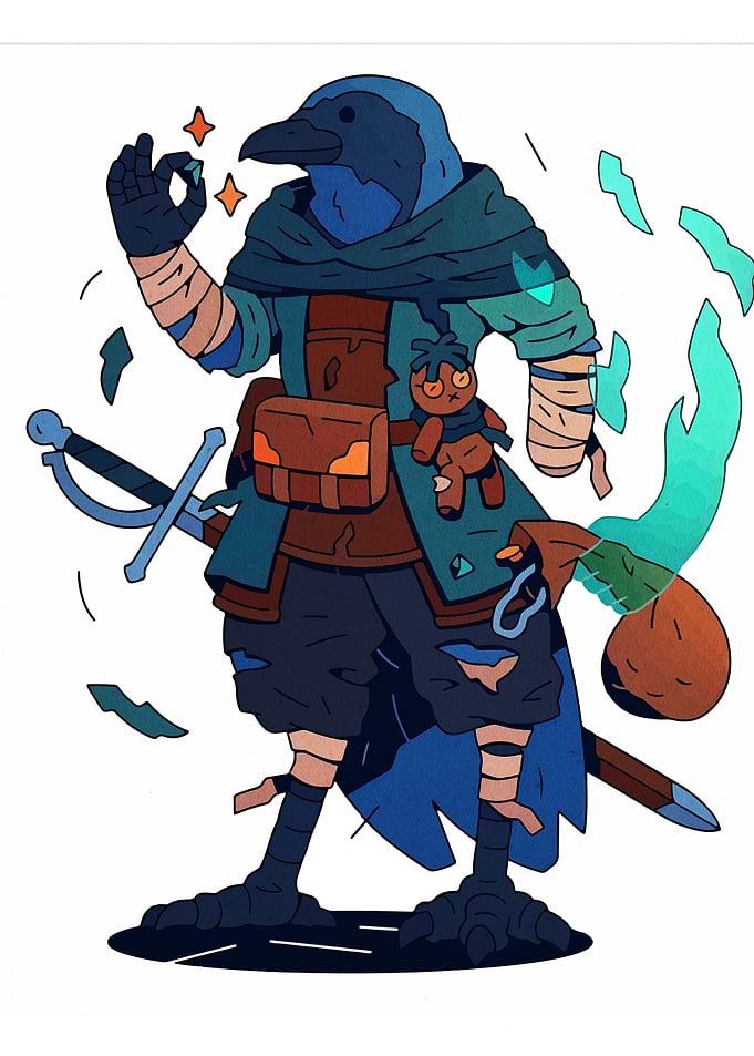 Anthropomorphic Crow Character Illustration