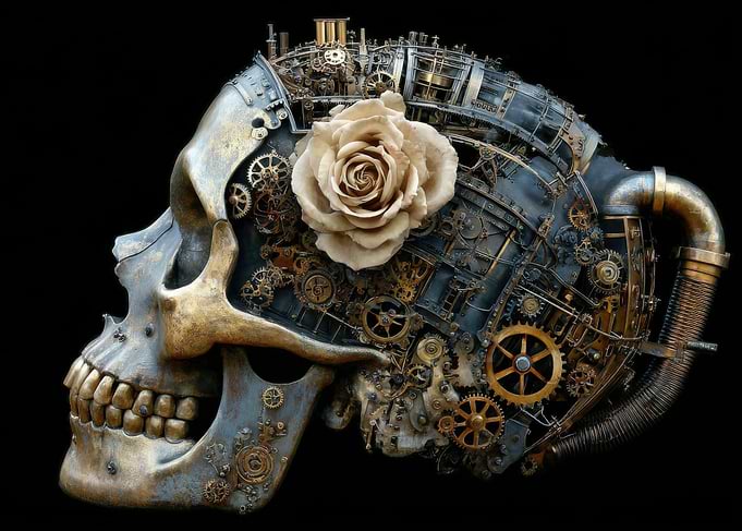 Steampunk Skull with Rose