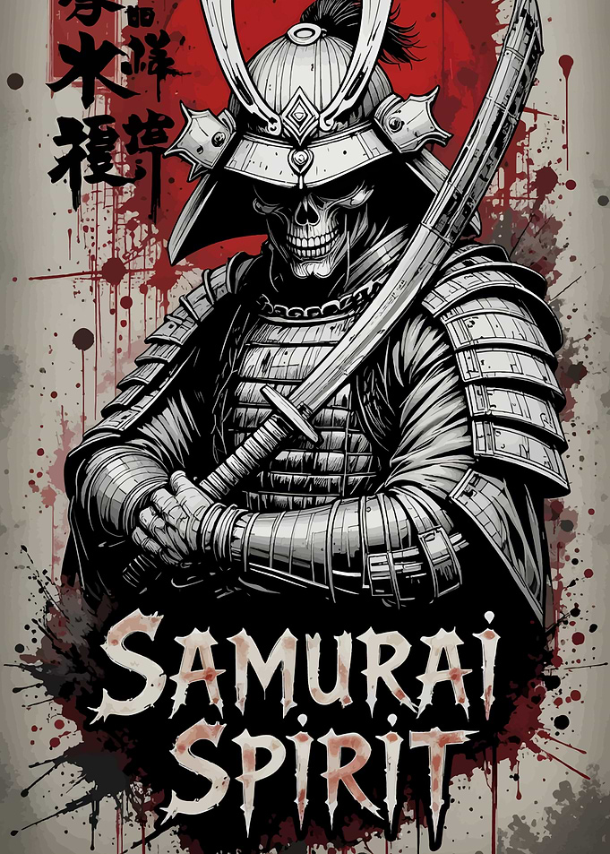 Samurai Spirit Skull Warrior Illustration
