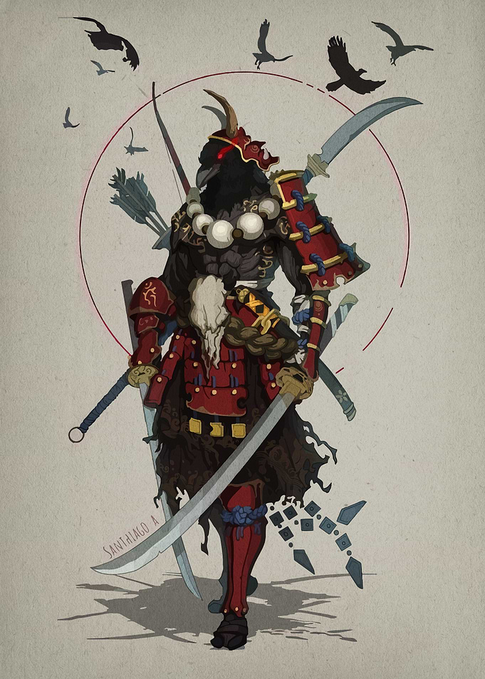 Crow Samurai Warrior Illustration