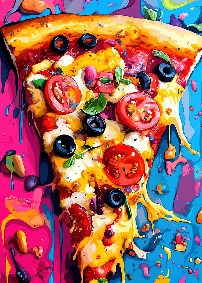 Colorful Pizza Slice Art
