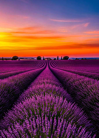 Lavender field at sunset