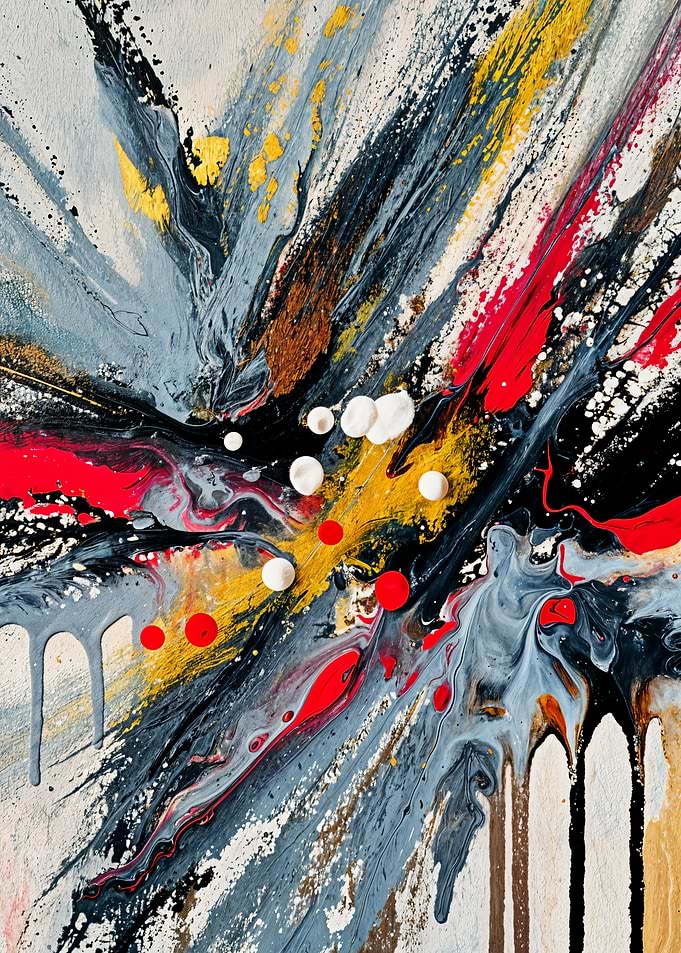 Abstract Painting with Bold Color Streaks