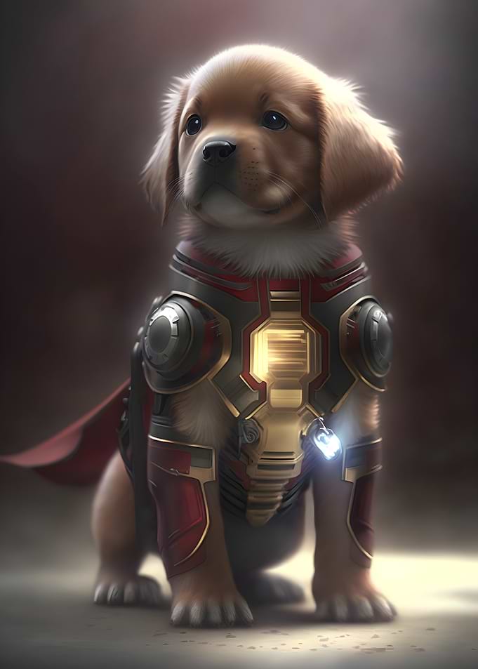 Superhero Puppy in Armor