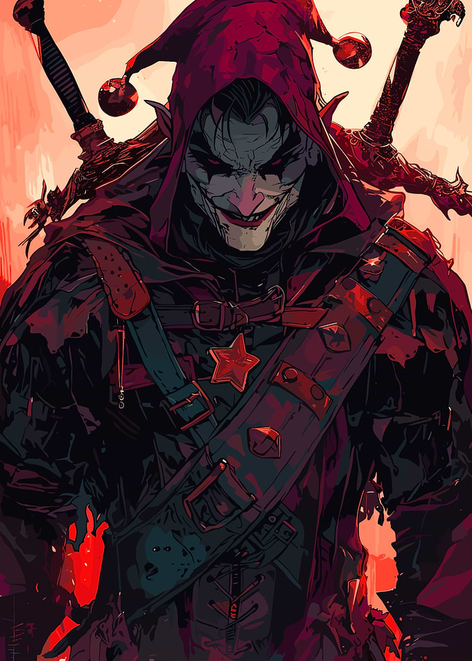 Dark Jester with Swords Illustration