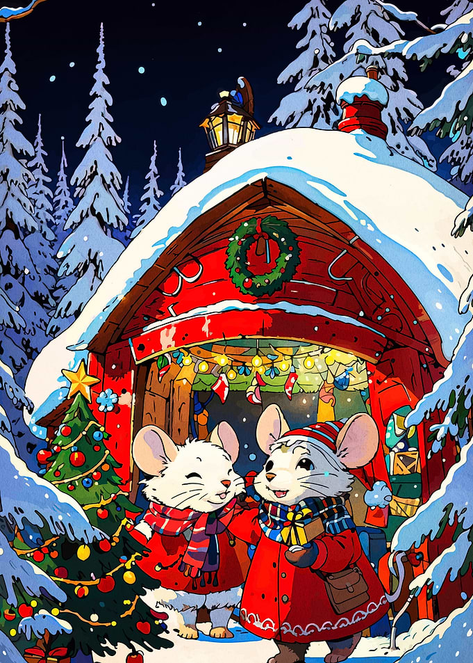 Festive Mice in Winter Wonderland