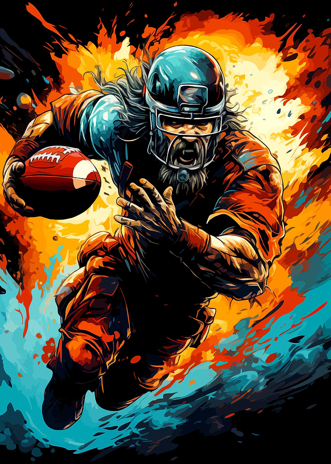 American Football Player in Action
