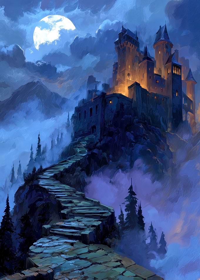 Moonlit Castle on a Hill