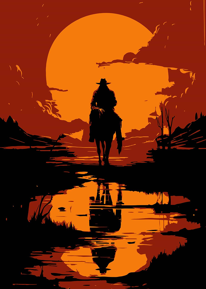 Cowboy Silhouette at Sunset