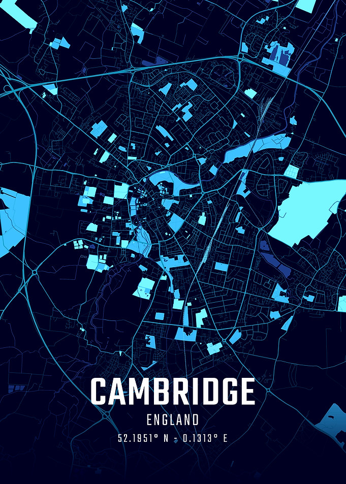 Cambridge England Midnight City Map
