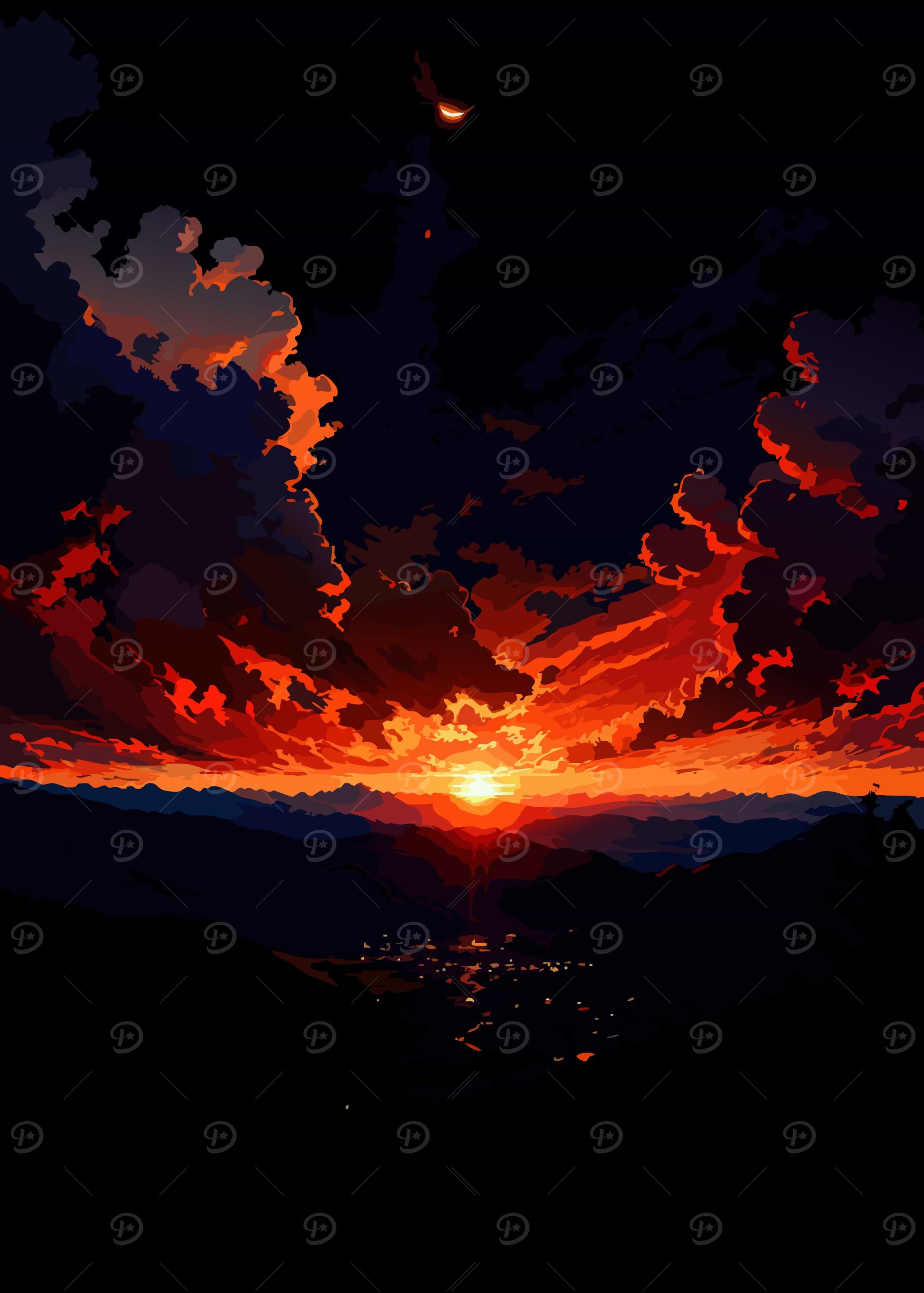 Sunset Over Mountain Village Digital Art