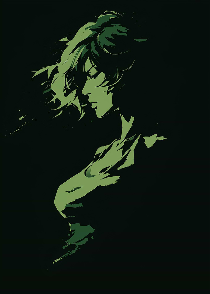 Green Monochrome Woman Portrait