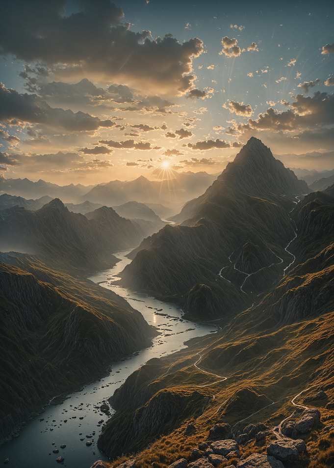 Mountain Valley River at Sunset