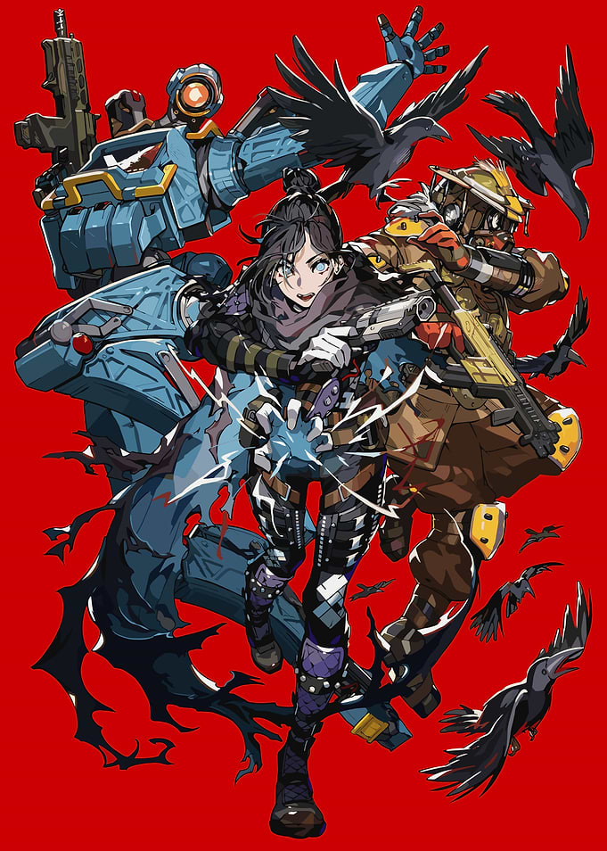 Apex Legends Team Illustration on Red