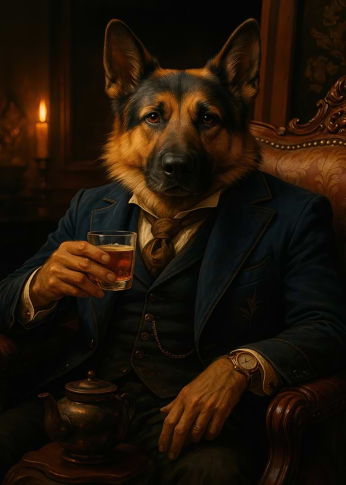 Anthropomorphic German Shepherd in Formal Attire