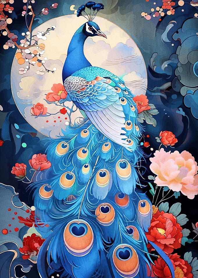 Elegant Peacock Floral Accents