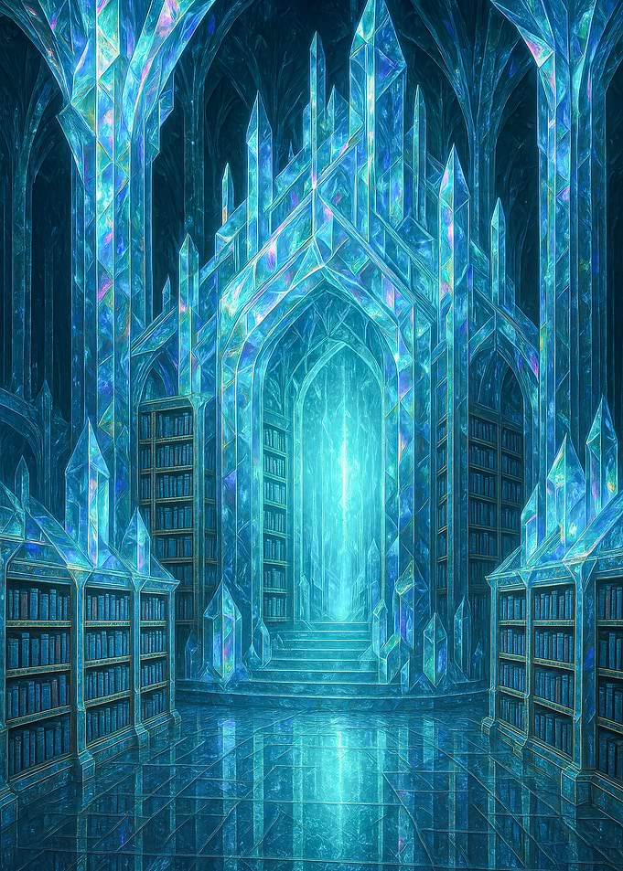Fantasy Crystal Library Hallway
