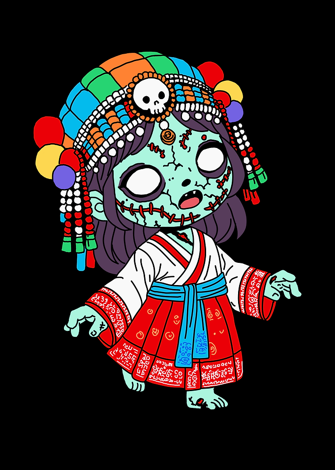 Cute Korean Zombie Girl in Traditional Dress