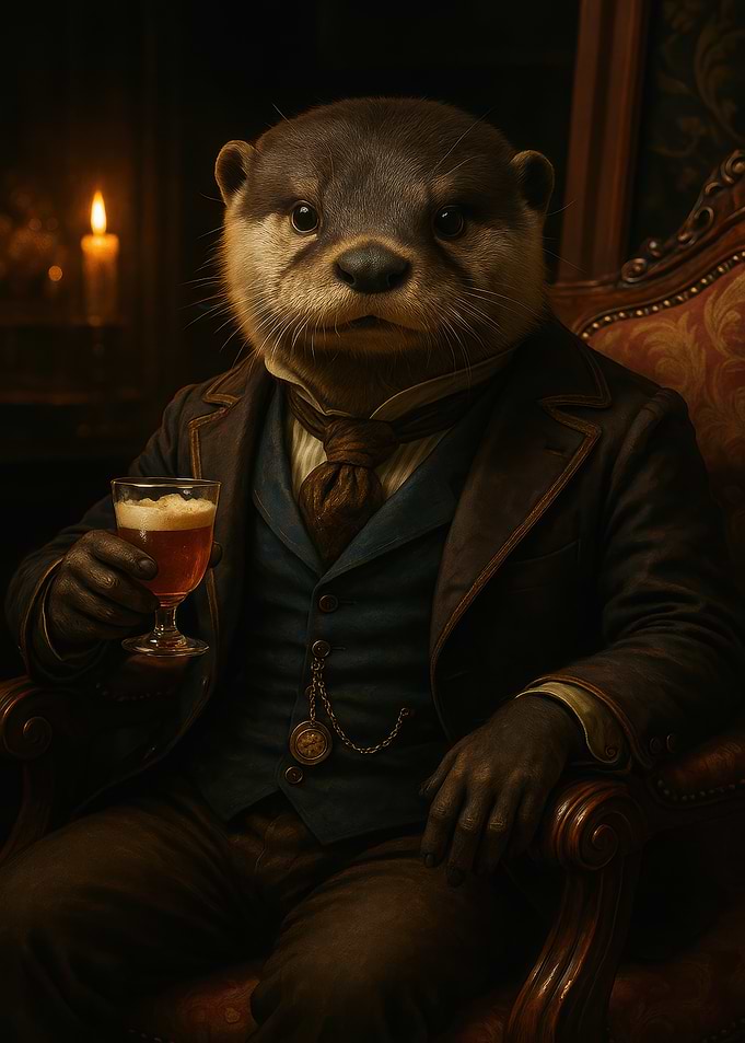 Anthropomorphic Otter in Victorian Attire