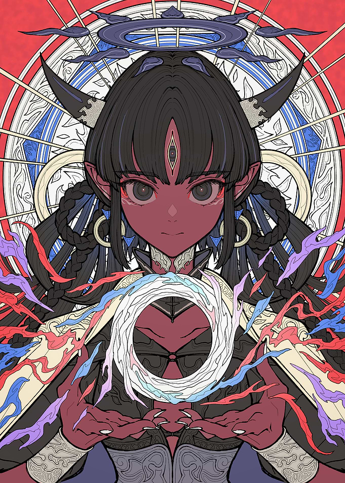 Demon Girl with Third Eye Artwork
