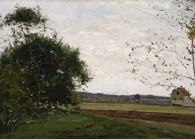 Landscape Painting with House and Trees