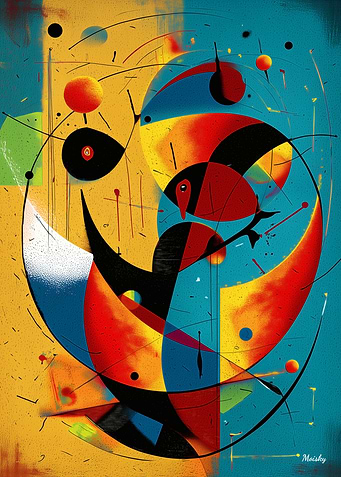 Cosmic Crescents and Orbits – Mid-Century Modern Abstract Geometry