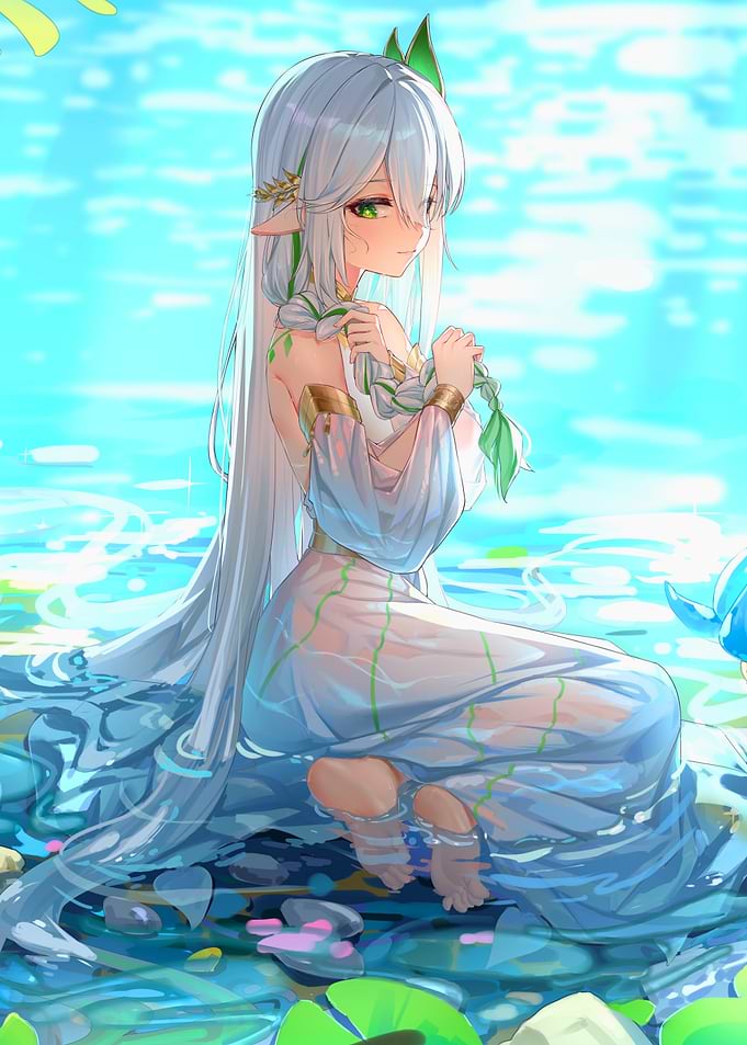 Girl in Water with Lilypads