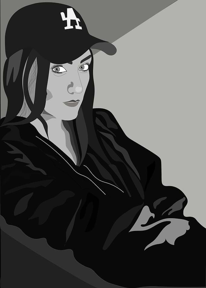 Monochrome Portrait of a Woman with Cap