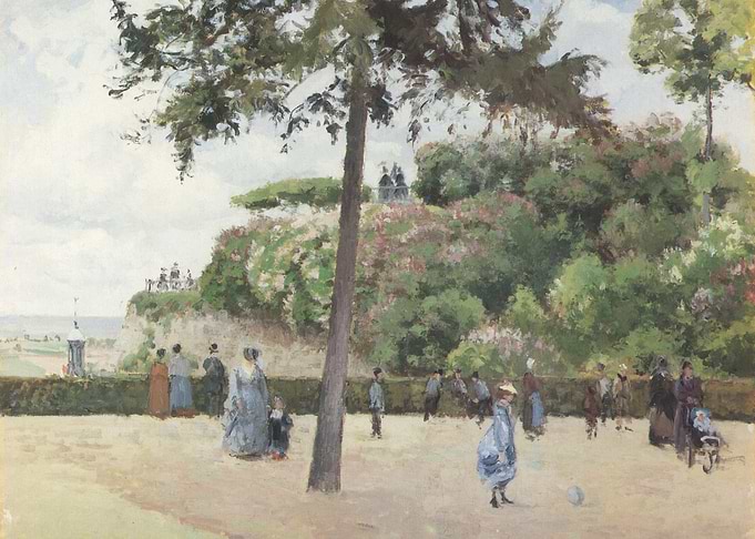 Impressionist painting of a park scene