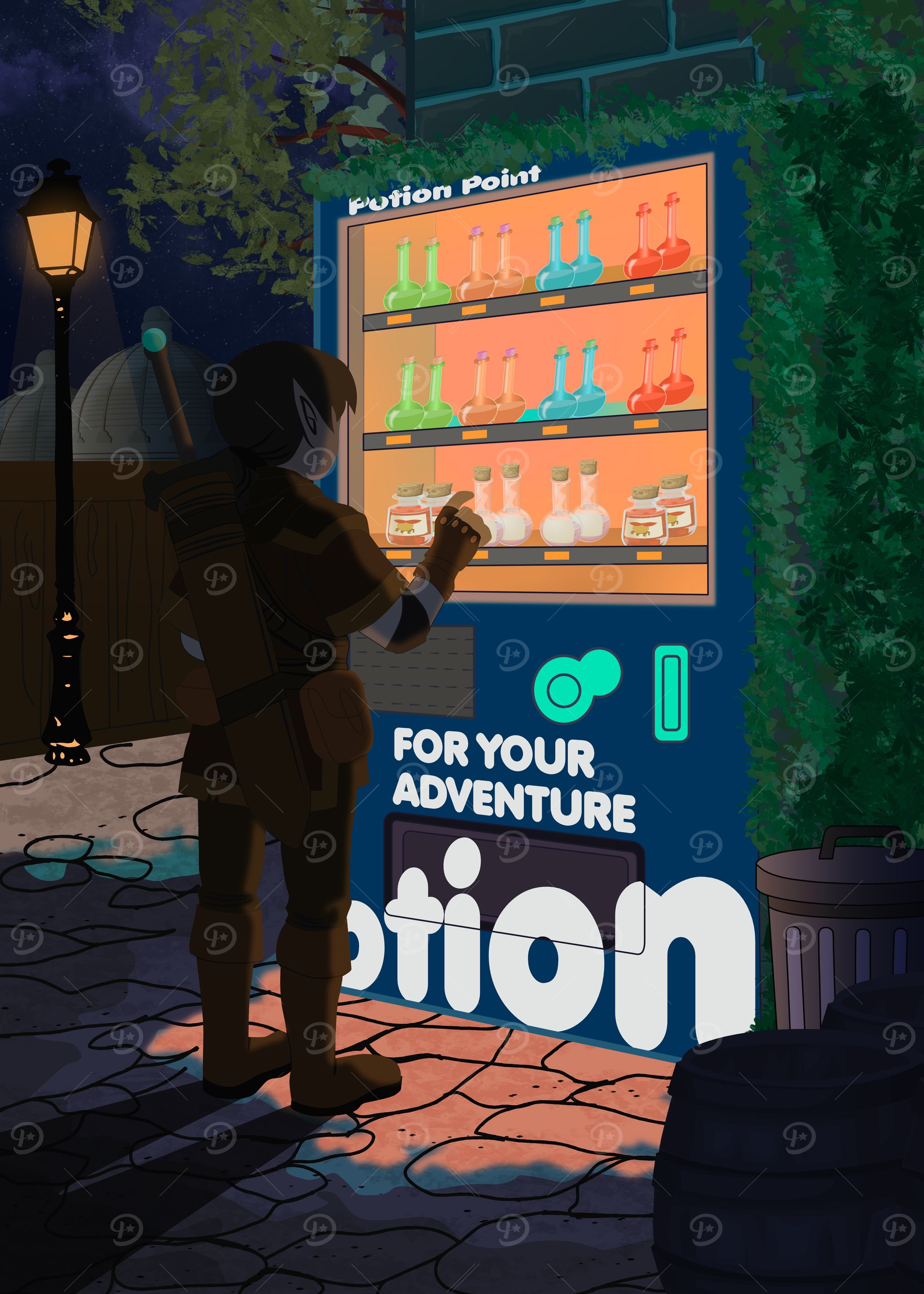 Potion Vending Machine at Night