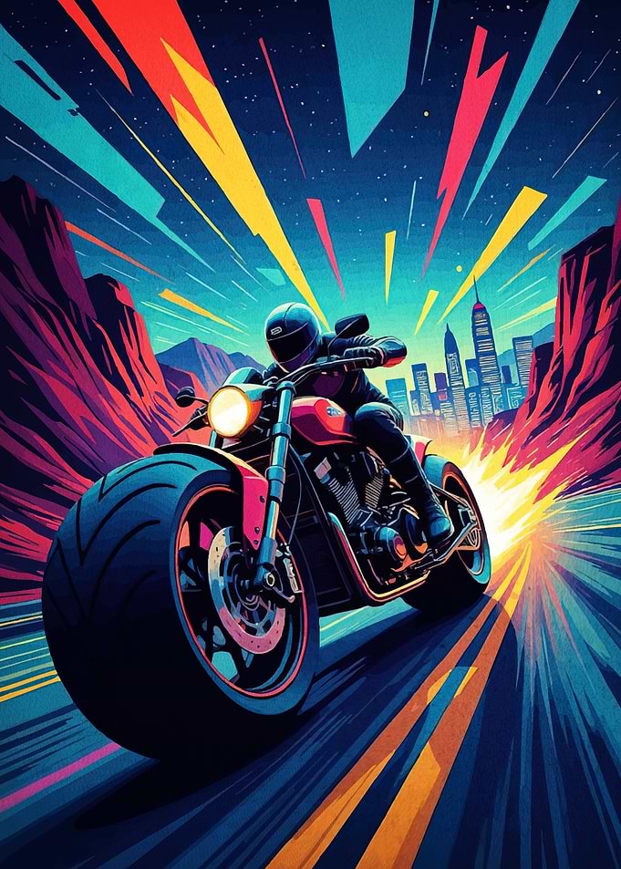 Motorcycle Ride Through Landscape