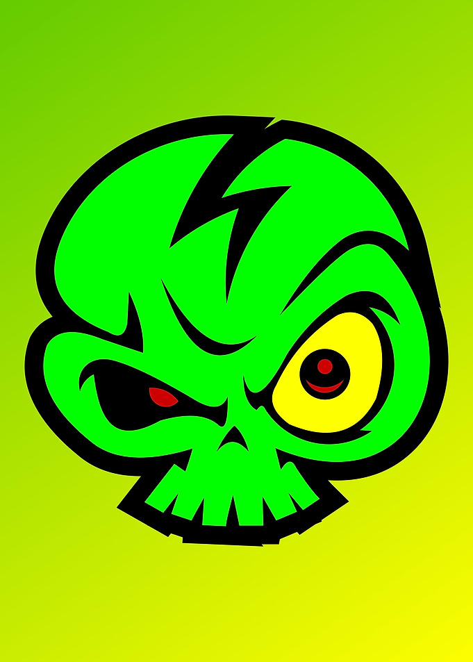 Green Skull Cartoon Graphic