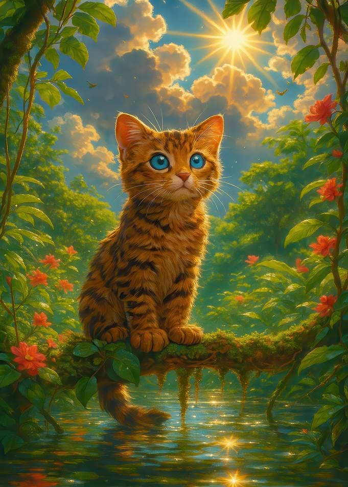 Cute Cat in Jungle
