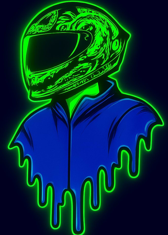 Neon Biker with Dripping Jacket