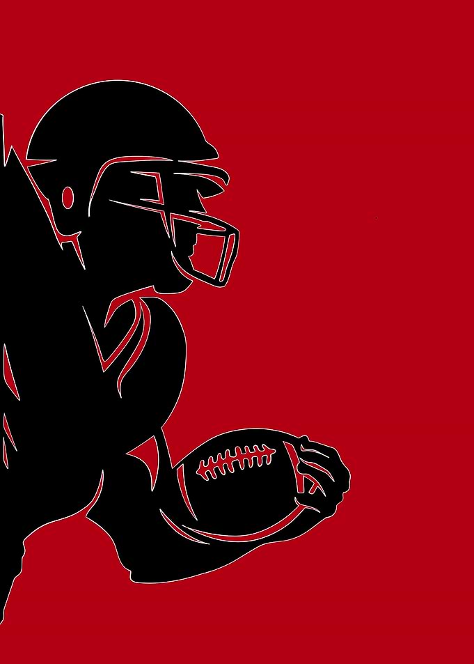 American Football Player Silhouette on Red